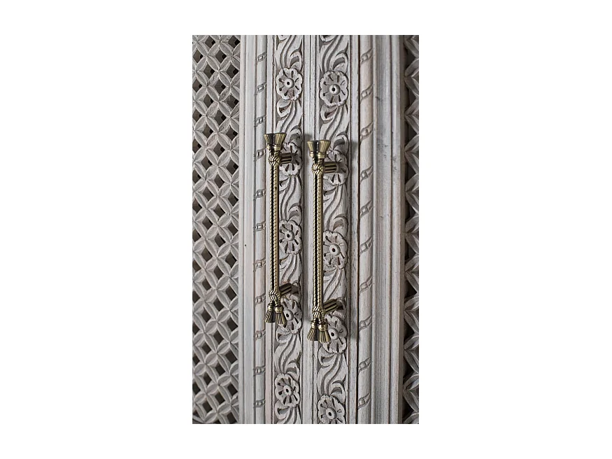 Szafa 2-drzwiowa z litego drewna mango z postarzanym wykończeniem