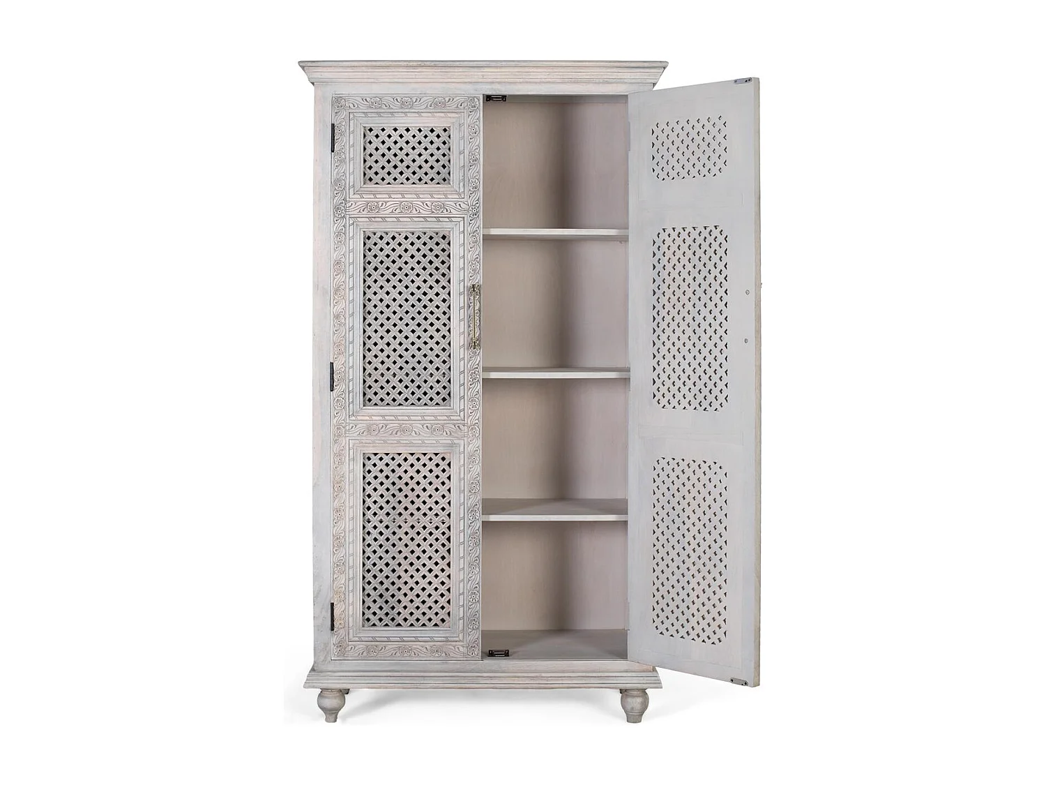 Armoire 2 portes en bois de manguier massif et finition vieillie