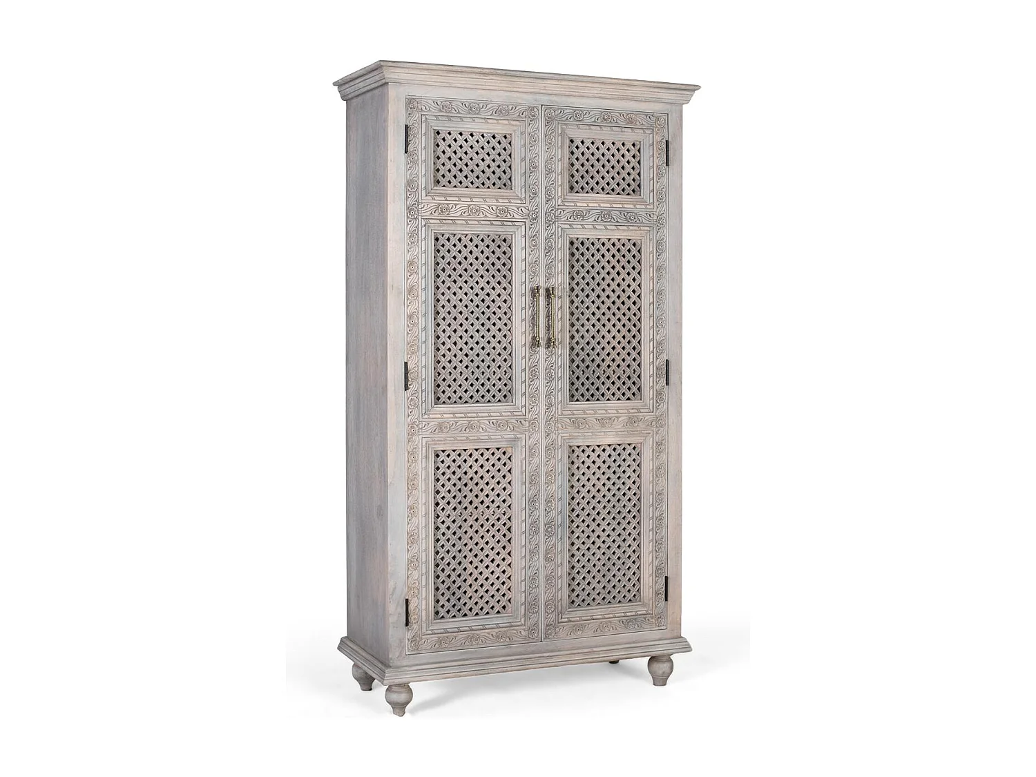 Armoire 2 portes en bois de manguier massif et finition vieillie