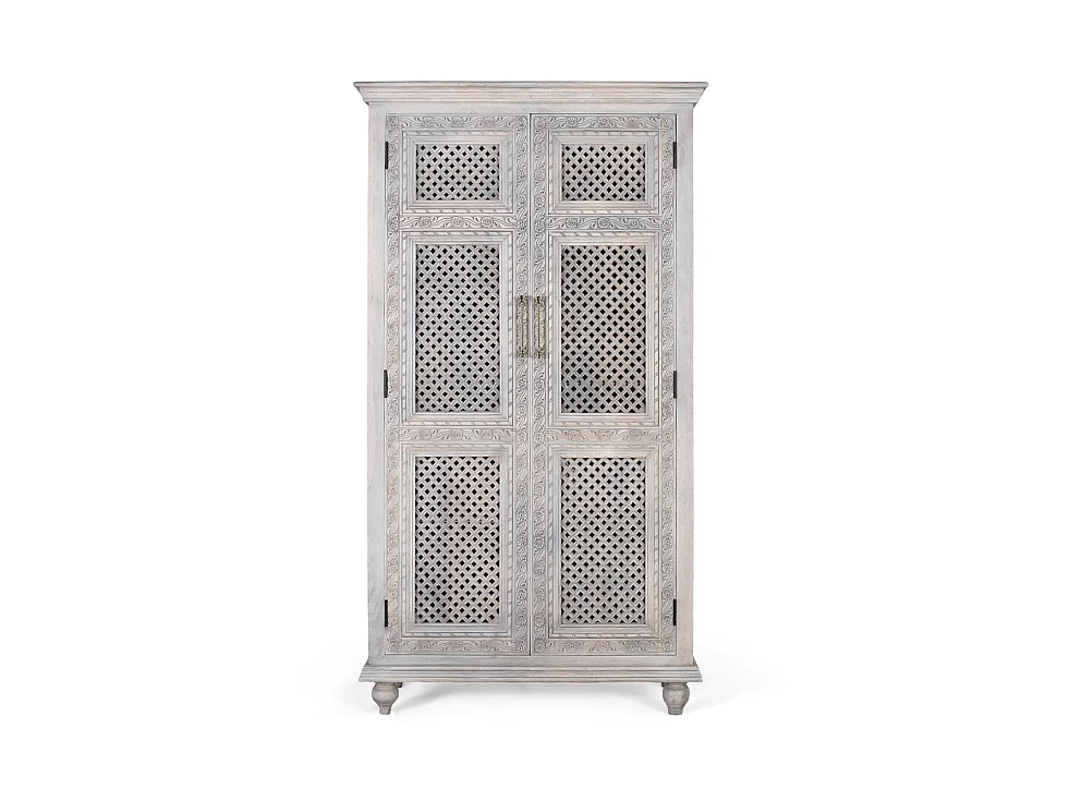 Garderobe med to dører i heltre mango med en aldret finish