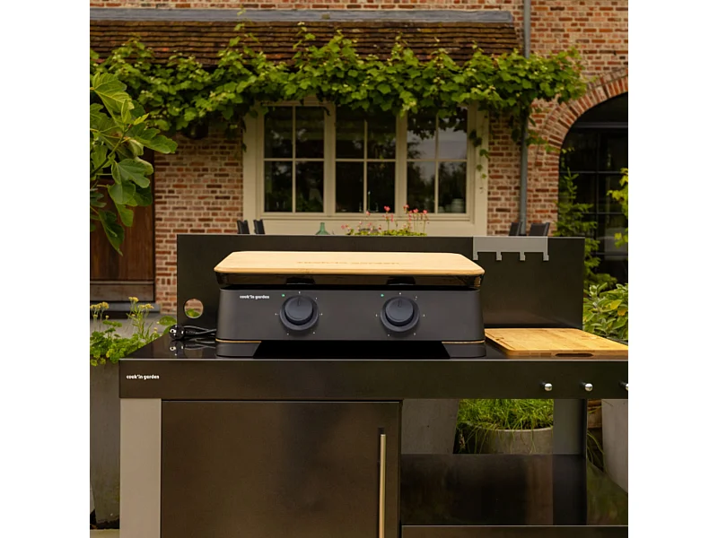 Plancha électrique DUNE 60 – Fonte émaillée et bambou – 2500W