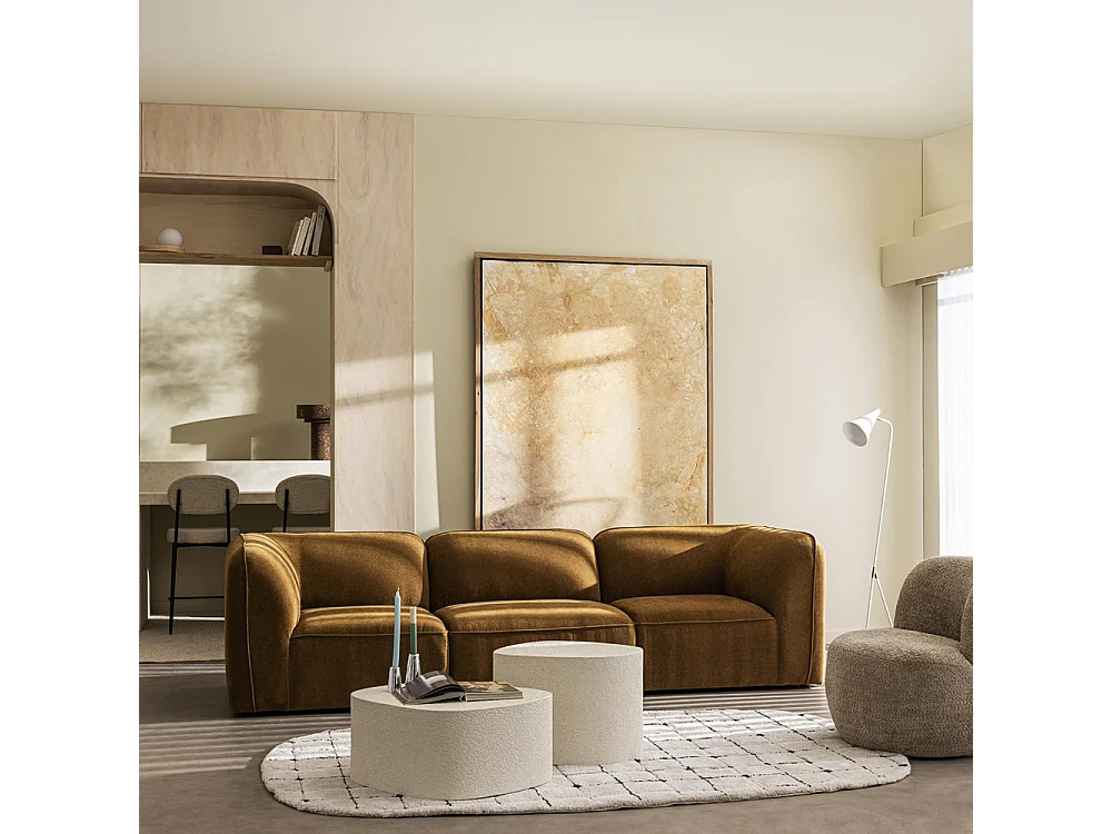 Noor - Pouf pour canapé modulable en tissu - Bronze