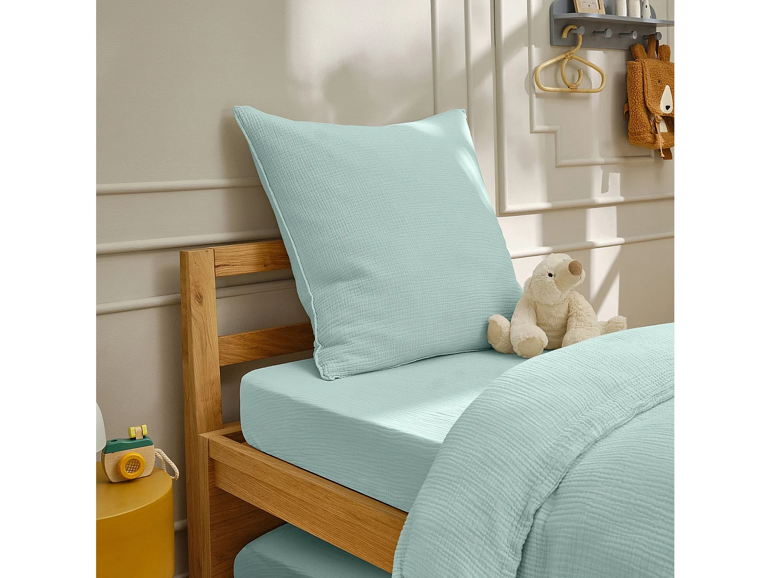 Taie d'oreiller en double gaze de coton - 65 x 65 cm - Céladon