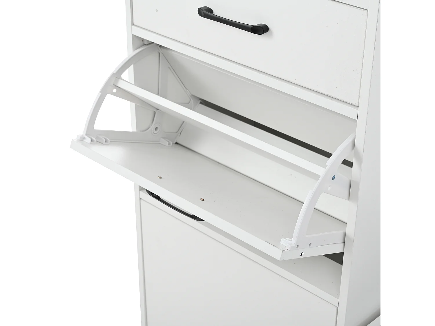 Zestaw wieszakowy do przedpokoju 110x35x175.5 cm - Szafa na buty i ławka na buty - haki i panel perforowany - Biały