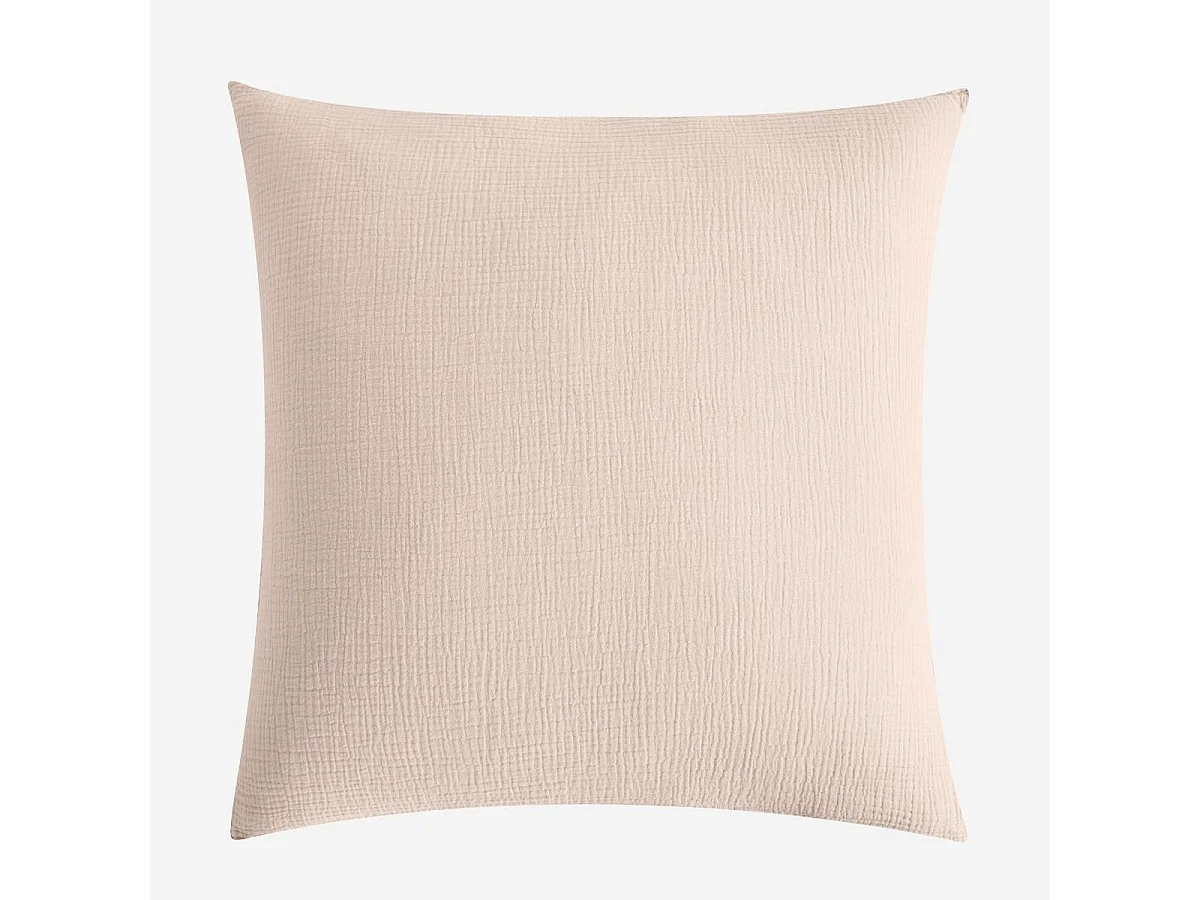 Habitat - Taie d'oreiller en double gaze de coton - 65 x 65 cm - Rose poudré - Arielle