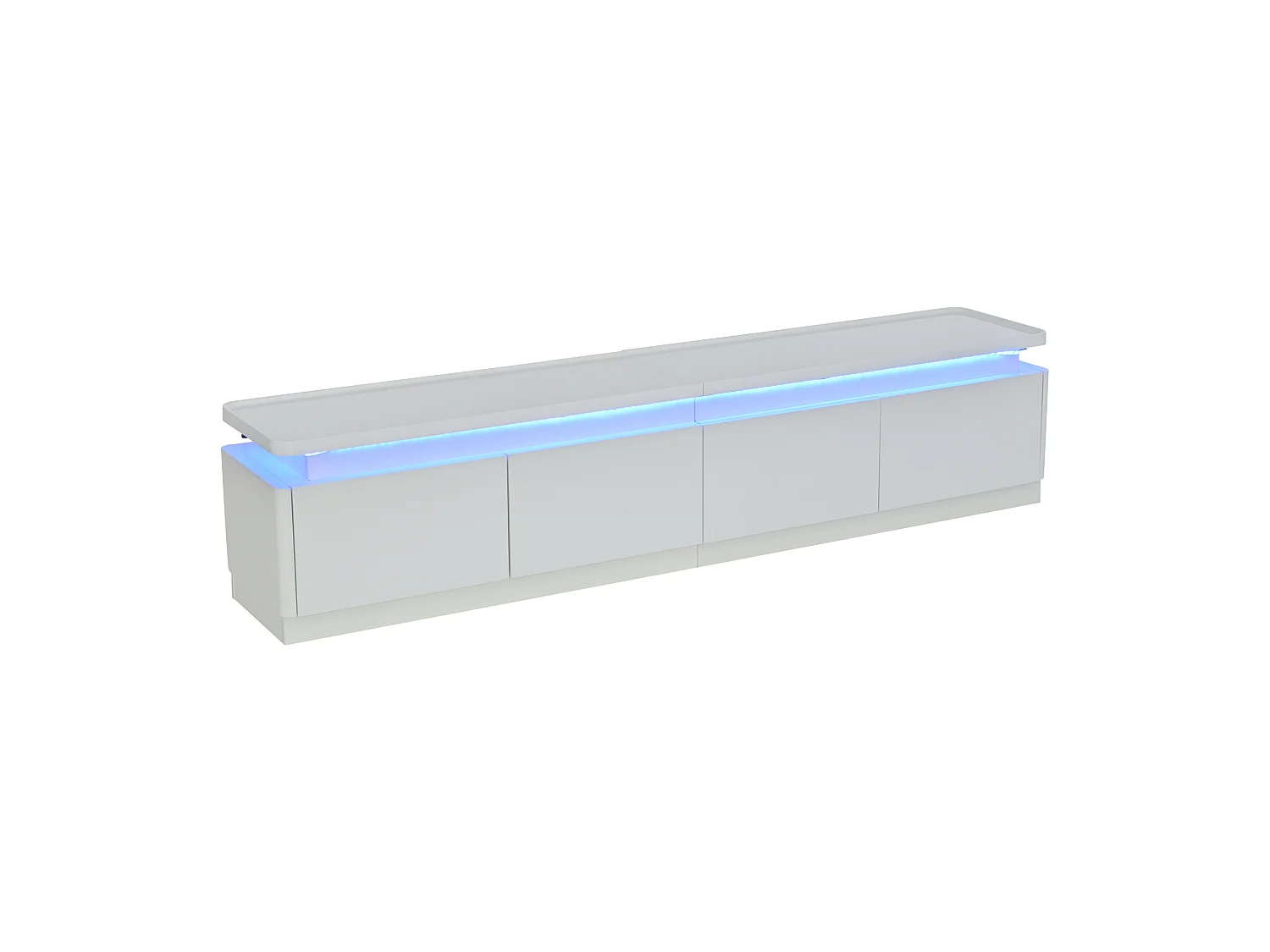 Meuble TV 180x34x40cm - avec 4 tiroirs - avec LED - Finition brillante - Blanc