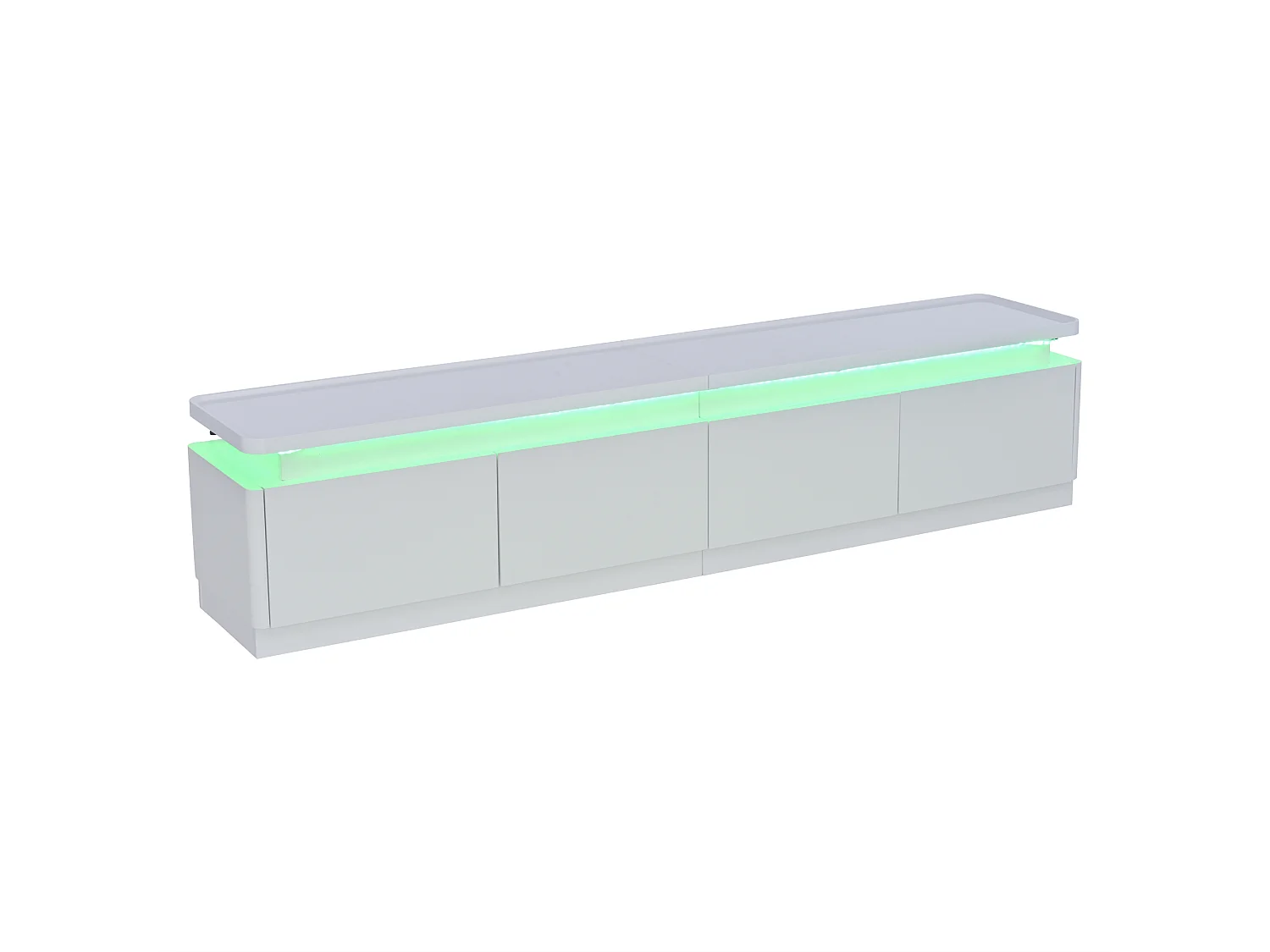 TV-bord 180x34x40 cm - med 4 skuffer - med LED-belysning - Blank finish - Hvid