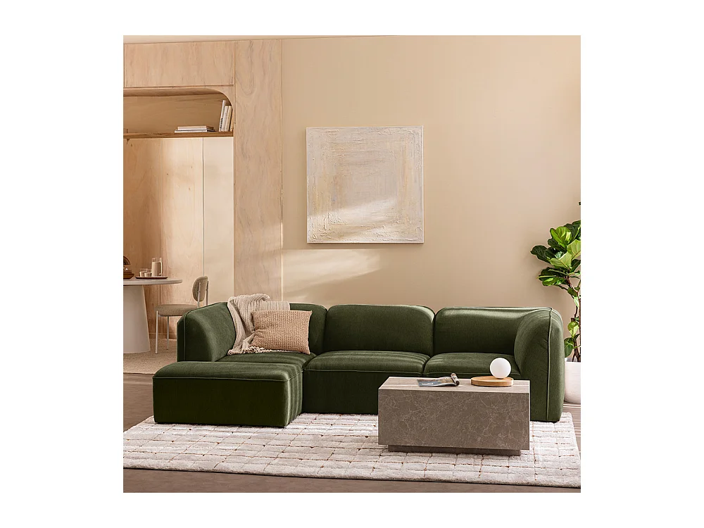 Noor - Pouf pour canapé modulable en tissu - Vert