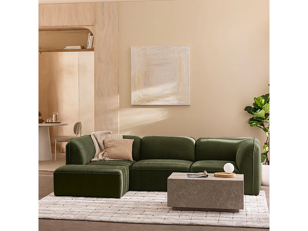 Noor - Pouf pour canapé modulable en tissu - Vert