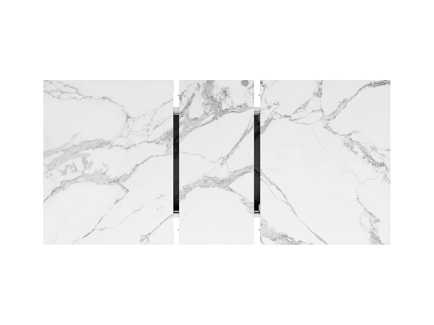 Table à manger extensible 160x80x66 cm - 6 personnes - pieds de table en forme d'étoile - plateau de table imitation marbre - Blanc