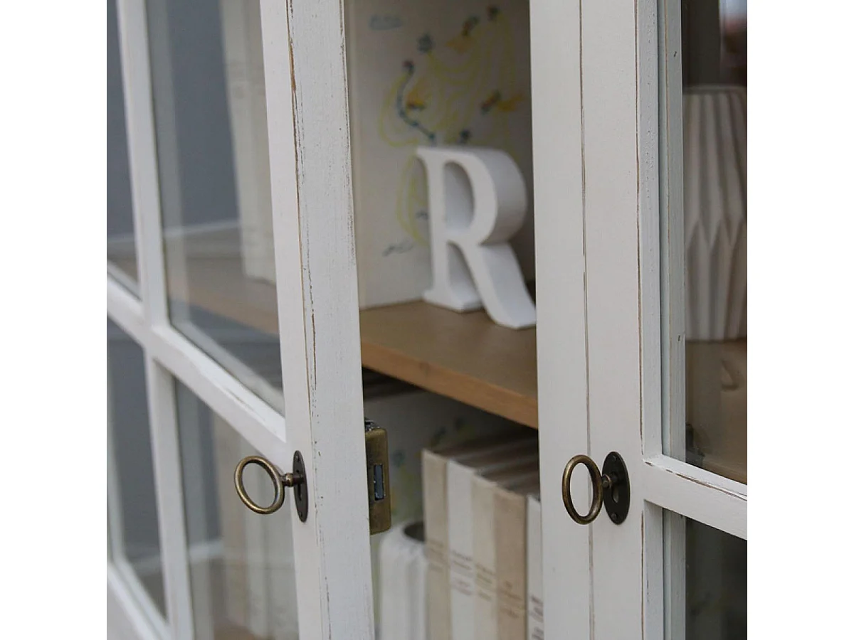 Caisson blanc 2 portes vitrées Bois Massif Blanc - Manoir Interior's