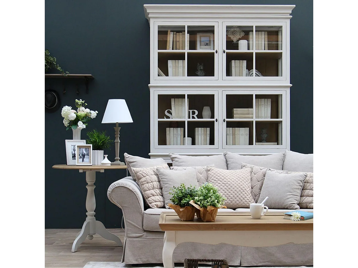 Caisson blanc 2 portes vitrées Bois Massif Blanc - Manoir Interior's