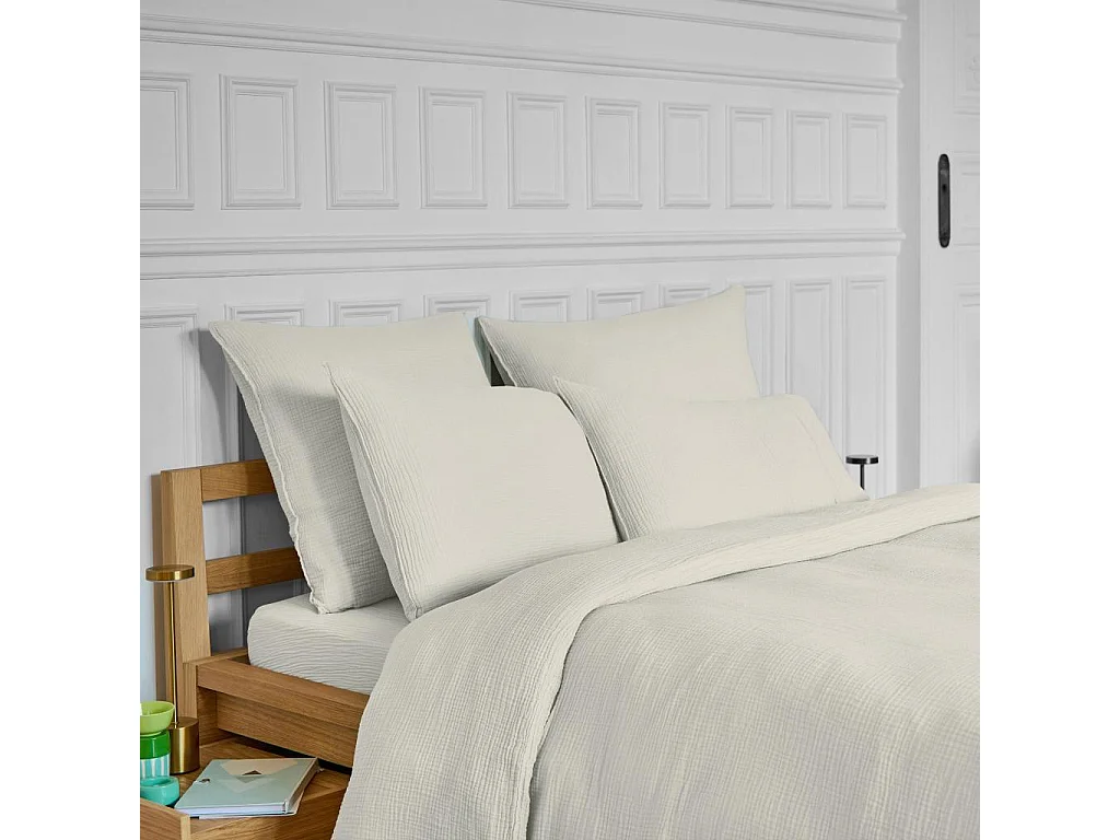Habitat - Taie d'oreiller en double gaze de coton - 65 x 65 cm - Écru - Arielle
