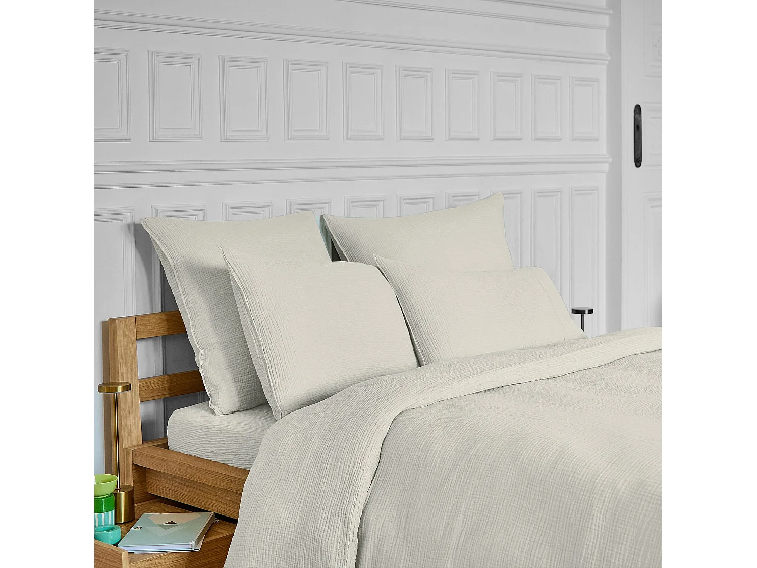 Habitat - Taie d'oreiller en double gaze de coton - 65 x 65 cm - Écru - Arielle