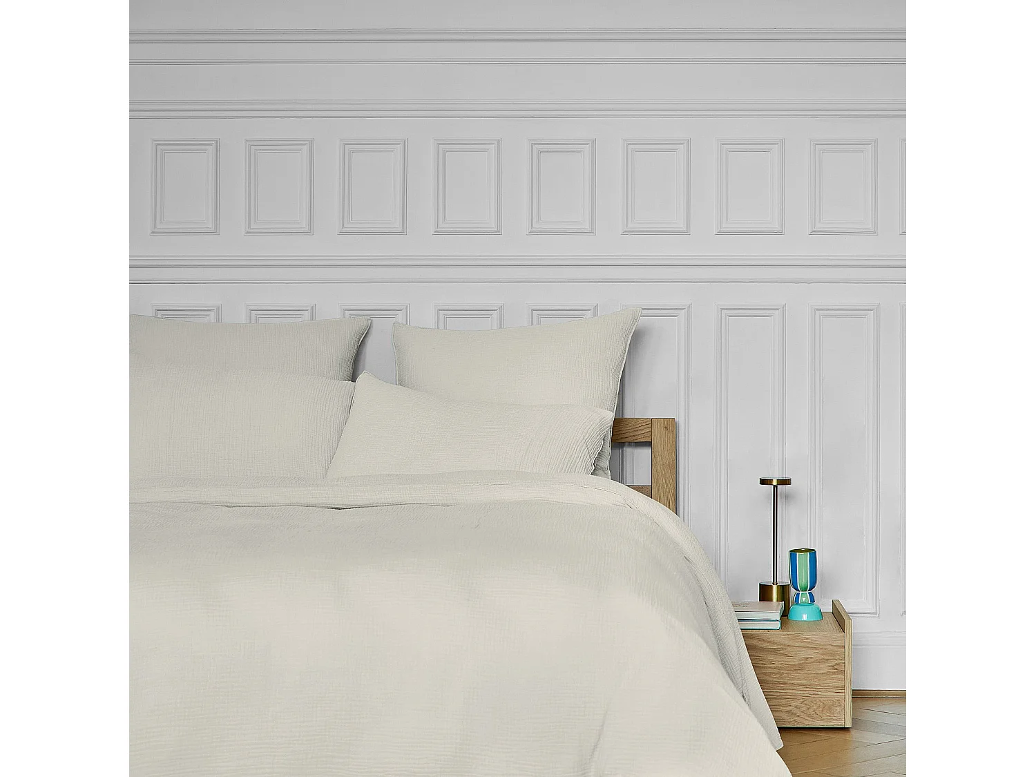 Taie d'oreiller en double gaze de coton - 65 x 65 cm - Écru