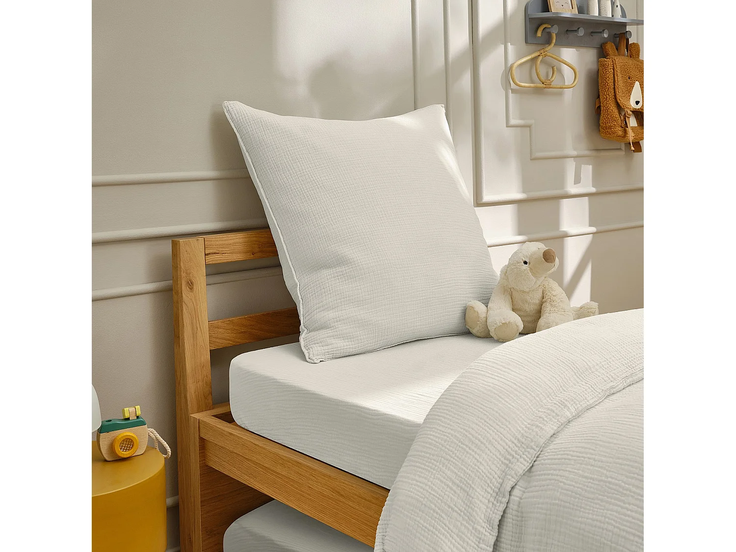 Taie d'oreiller en double gaze de coton - 65 x 65 cm - Écru