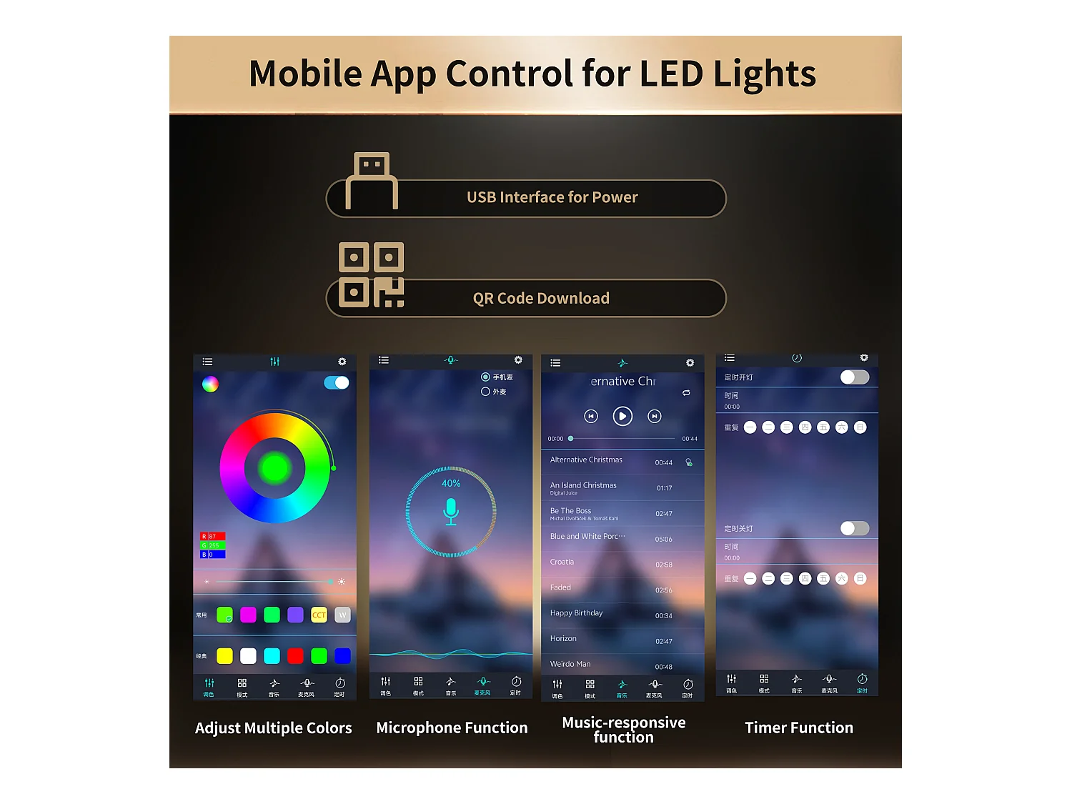 Buffet de cuisine 130x45x180cm - 4 portes + 1 tiroir + 5 étagères - meuble haut - avec éclairage LED - Style rétro - Noir