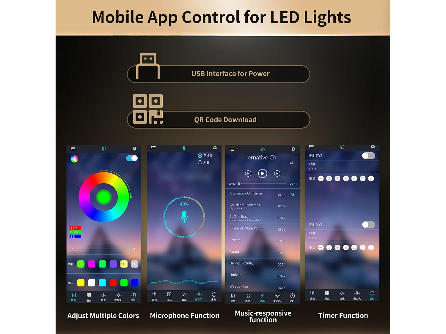 Buffet de cuisine 130x45x180cm - 4 portes + 1 tiroir + 5 étagères - meuble haut - avec éclairage LED - Style rétro - Noir