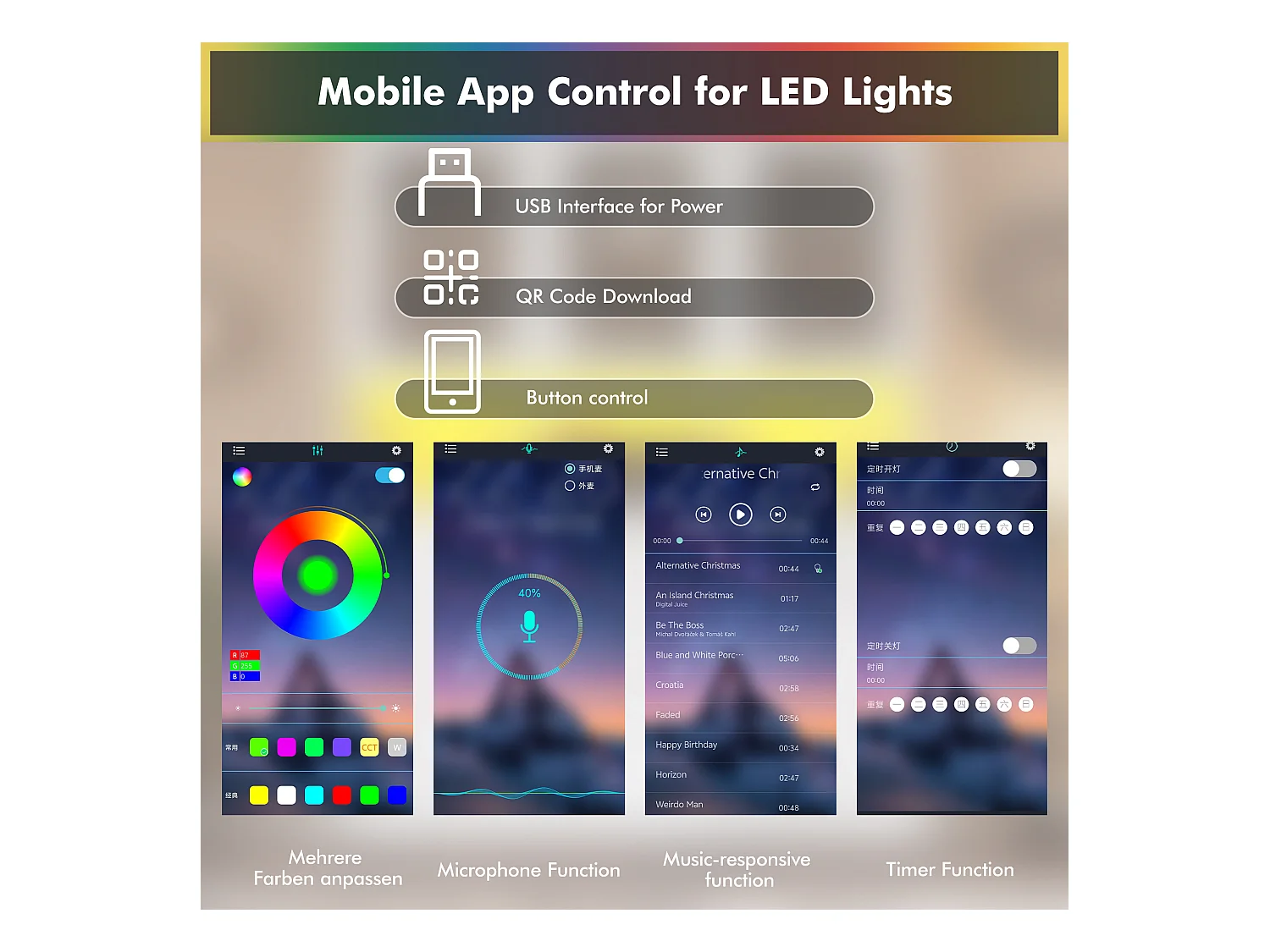 Moderne Küchenbuffet 140x40x175cm - 6 Türen + 3 Schubladen + 9 Regalbretter - Hochmöbel - mit LED-Beleuchtung - Weiß