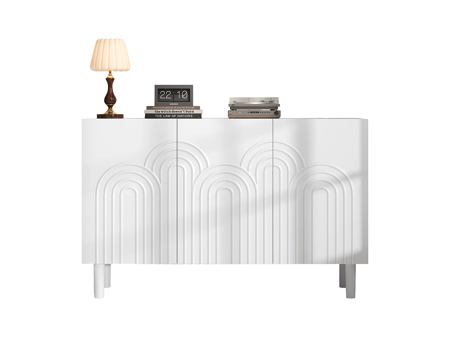 Buffet 120x38,5x79 cm - avec 3 portes - Étagères réglables - MDF - Blanc