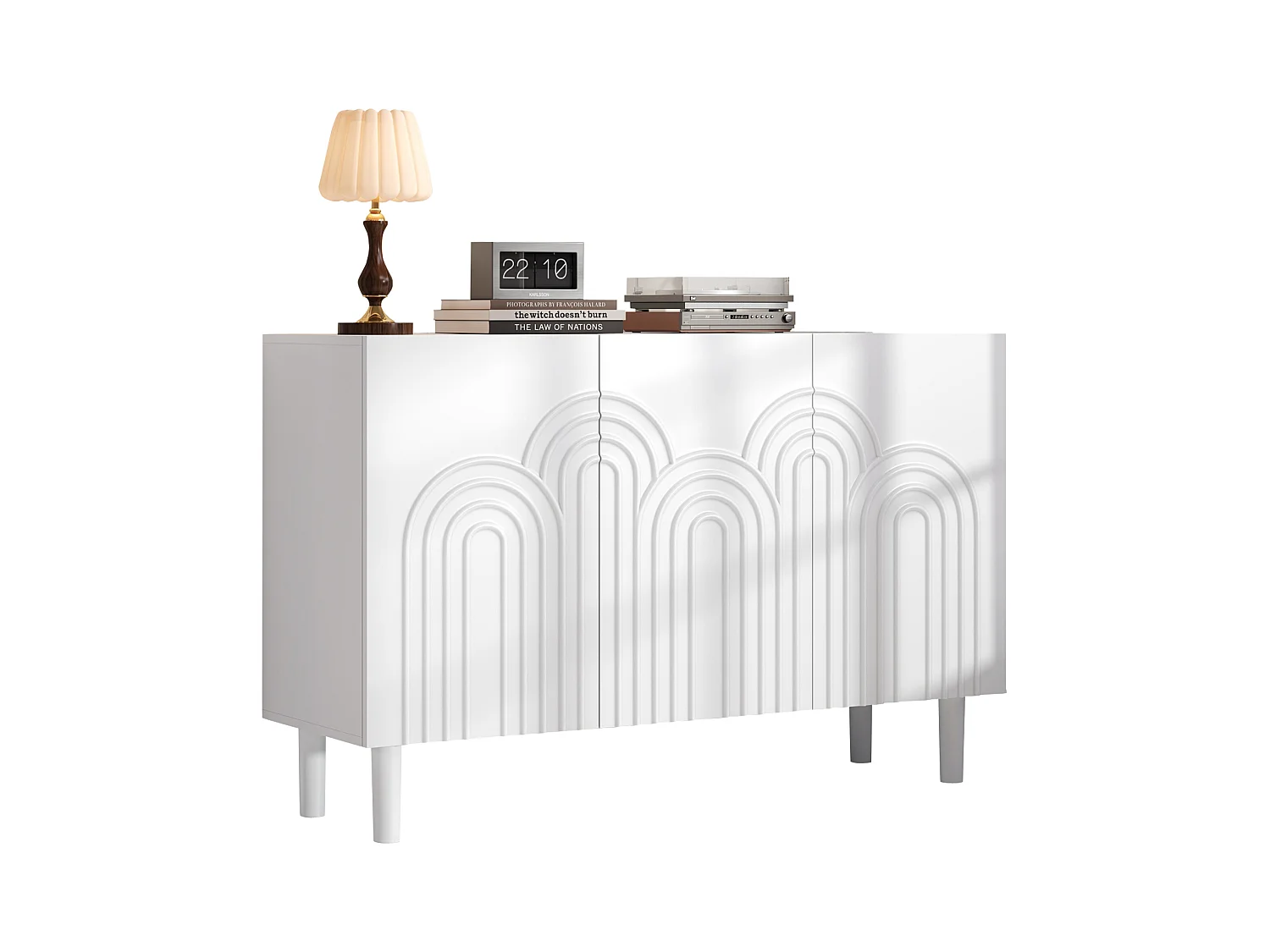 Buffet 120x38,5x79 cm - avec 3 portes - Étagères réglables - MDF - Blanc