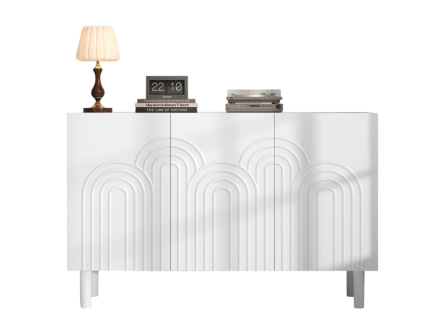 Credenza 120x38,5x79 cm - con 3 ante - Ripiani regolabili - MDF - Bianco
