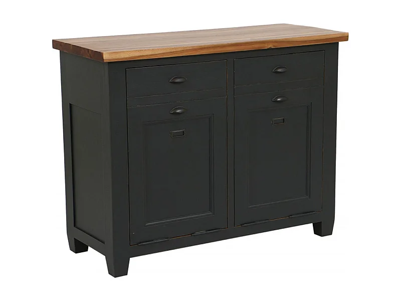 Meuble de cuisine bas poubelles intégrées Bois Noir - Brocante Interior's