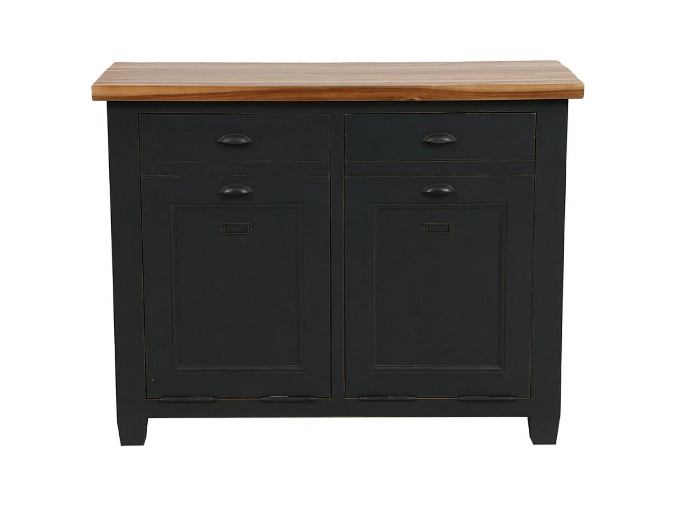 Meuble de cuisine bas poubelles intégrées Bois Noir - Brocante Interior's