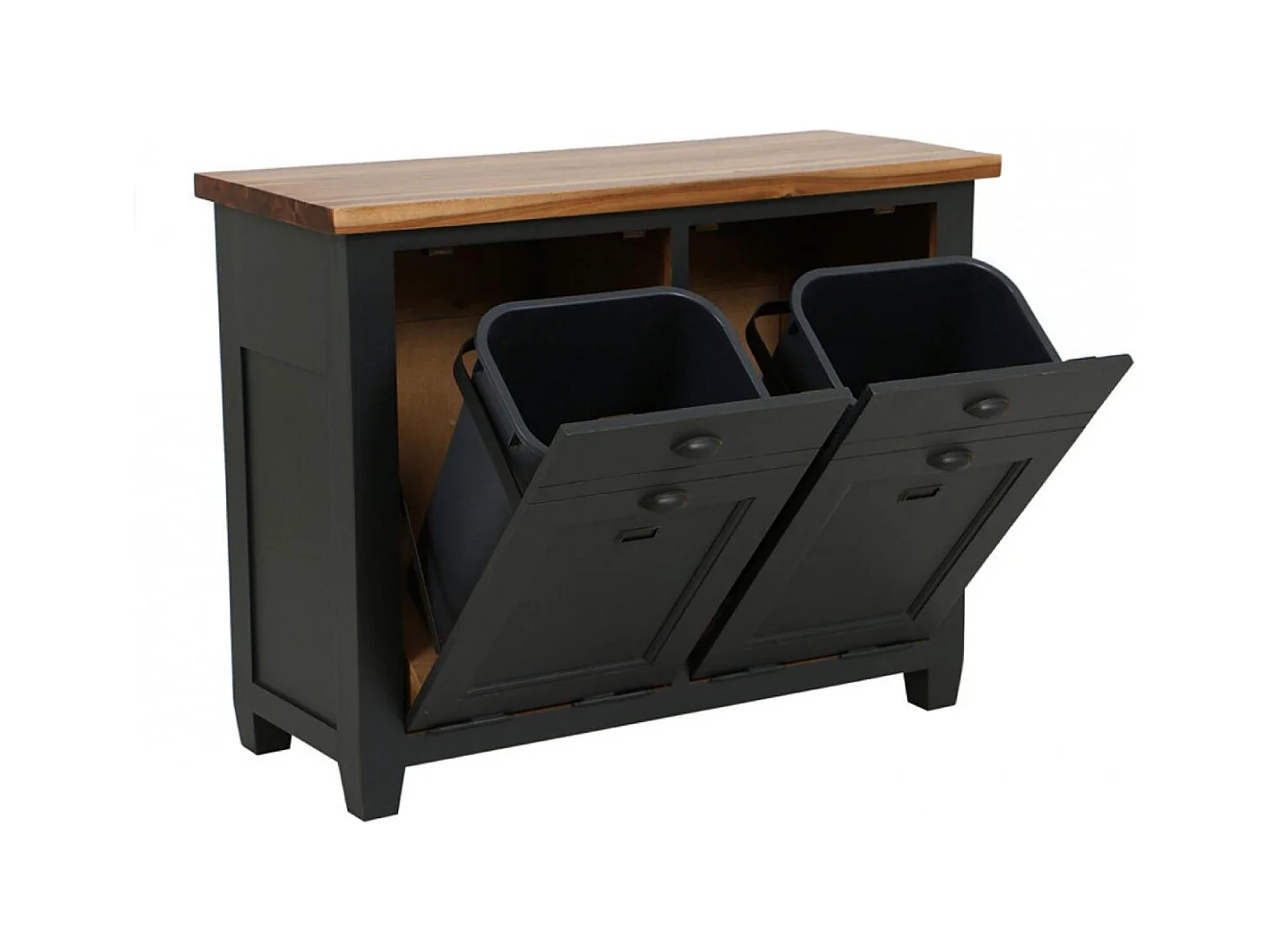 Meuble de cuisine bas poubelles intégrées Bois Noir - Brocante Interior's