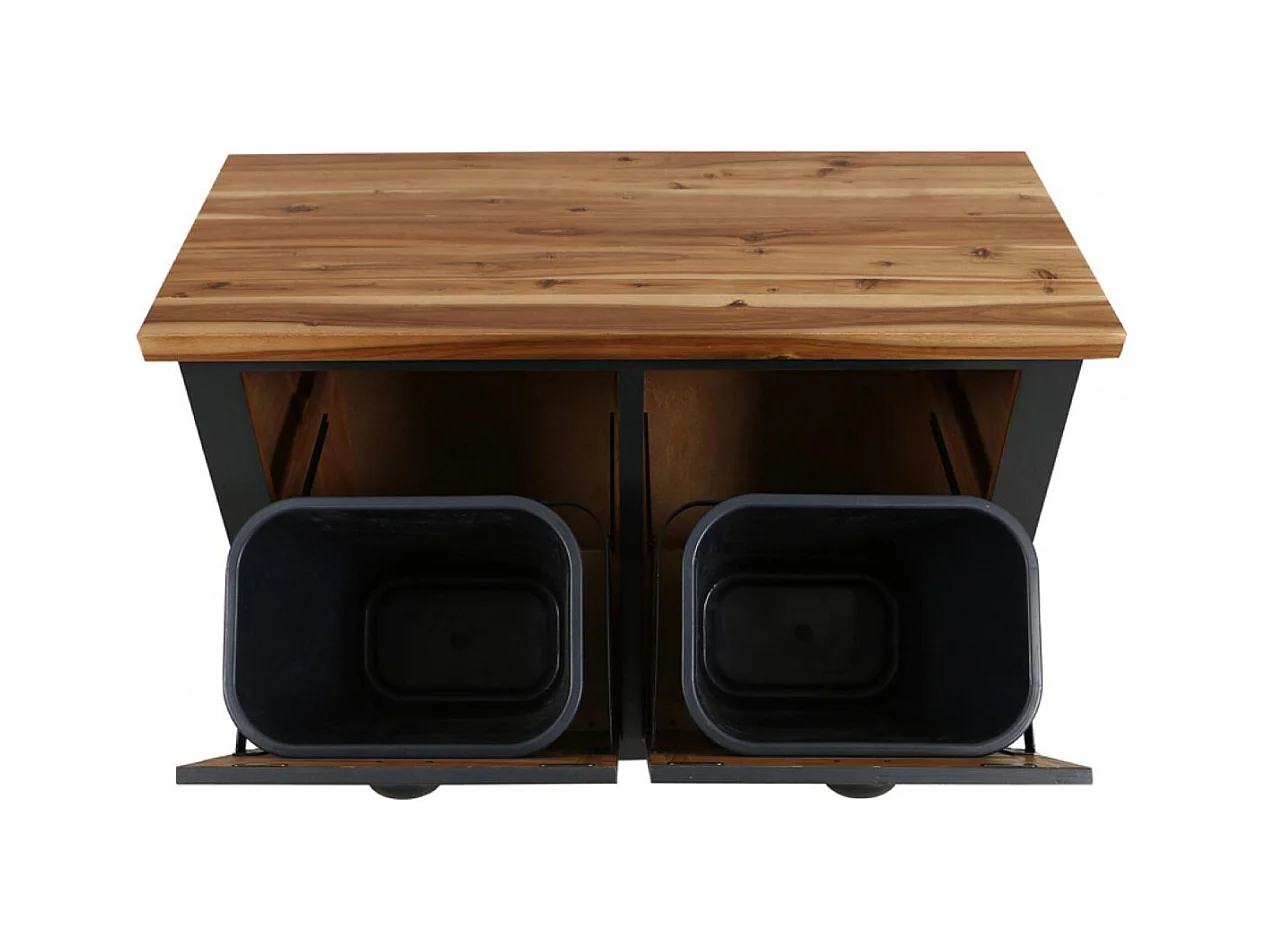 Meuble de cuisine bas poubelles intégrées Bois Noir - Brocante Interior's