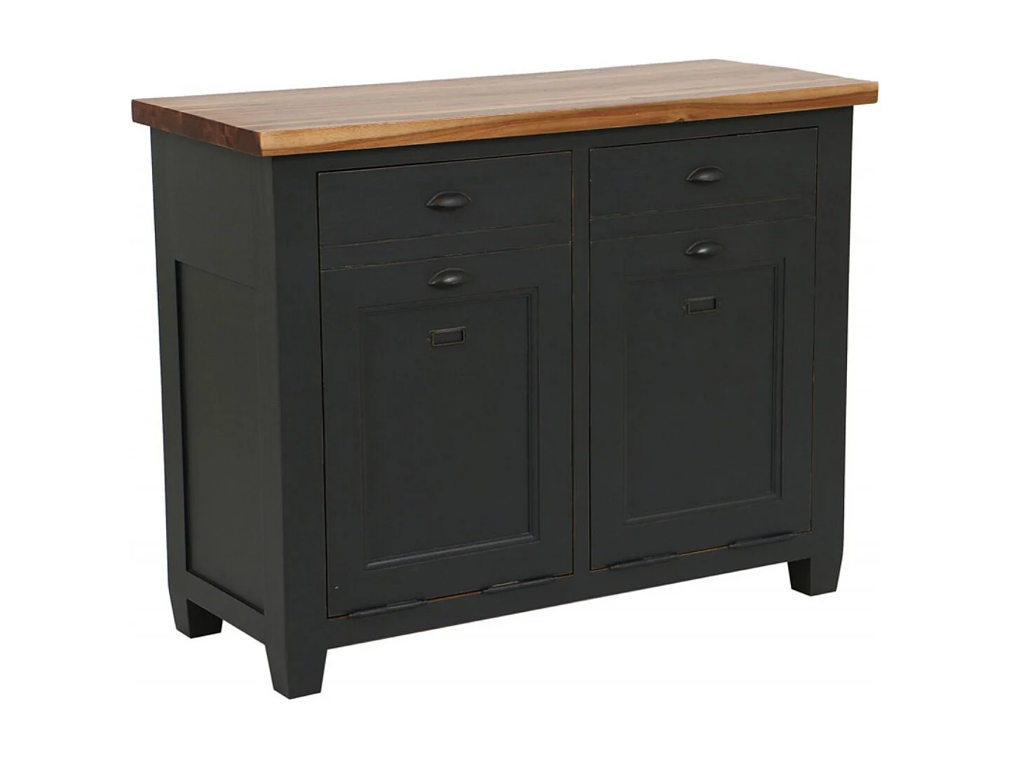 Meuble de cuisine bas poubelles intégrées Bois Noir - Brocante Interior's