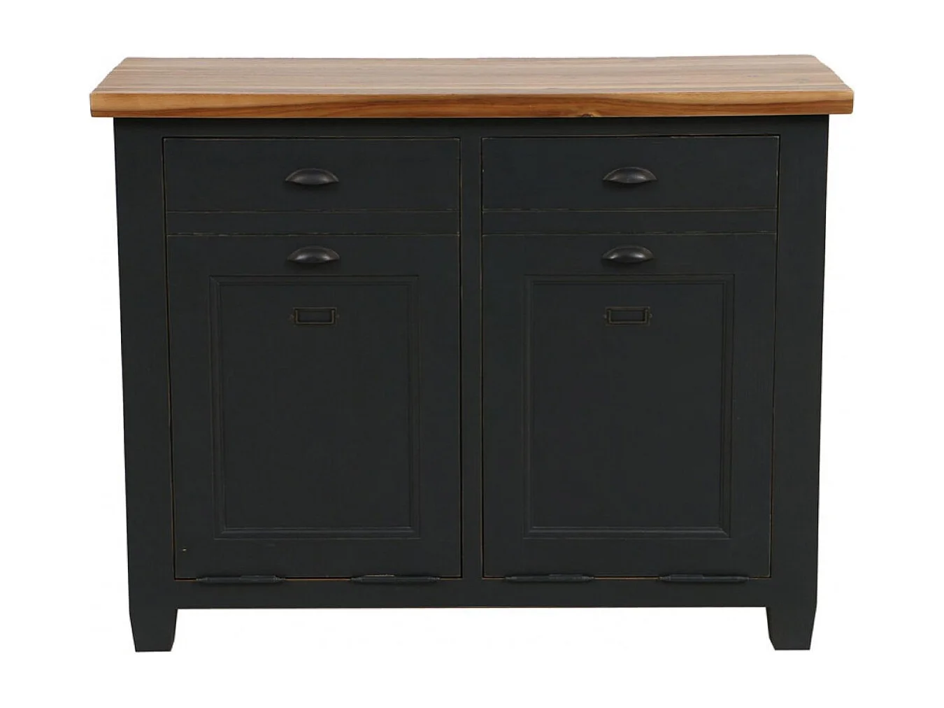 Meuble de cuisine bas poubelles intégrées Bois Noir - Brocante Interior's