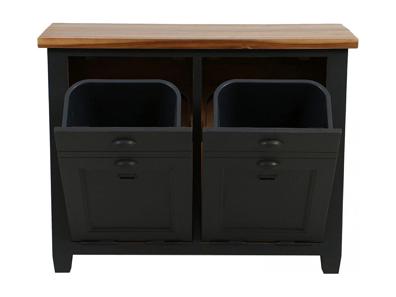 Meuble de cuisine bas poubelles intégrées Bois Noir - Brocante Interior's