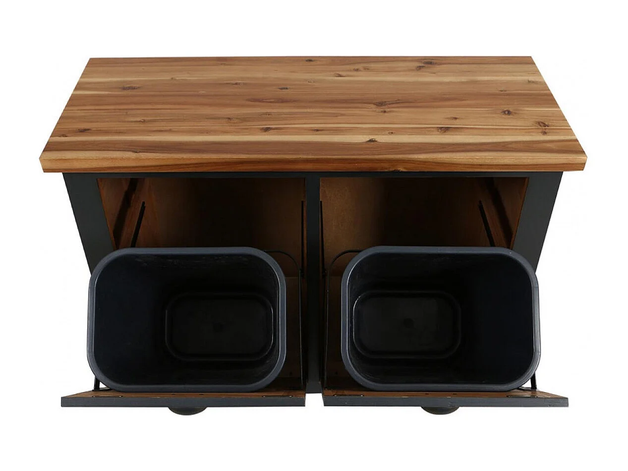 Meuble de cuisine bas poubelles intégrées Bois Noir - Brocante Interior's