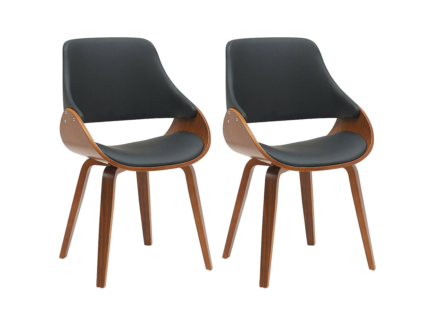 Lot de 2  chaise salle à manger - Similicuir - Noyer / Noir - Vangale