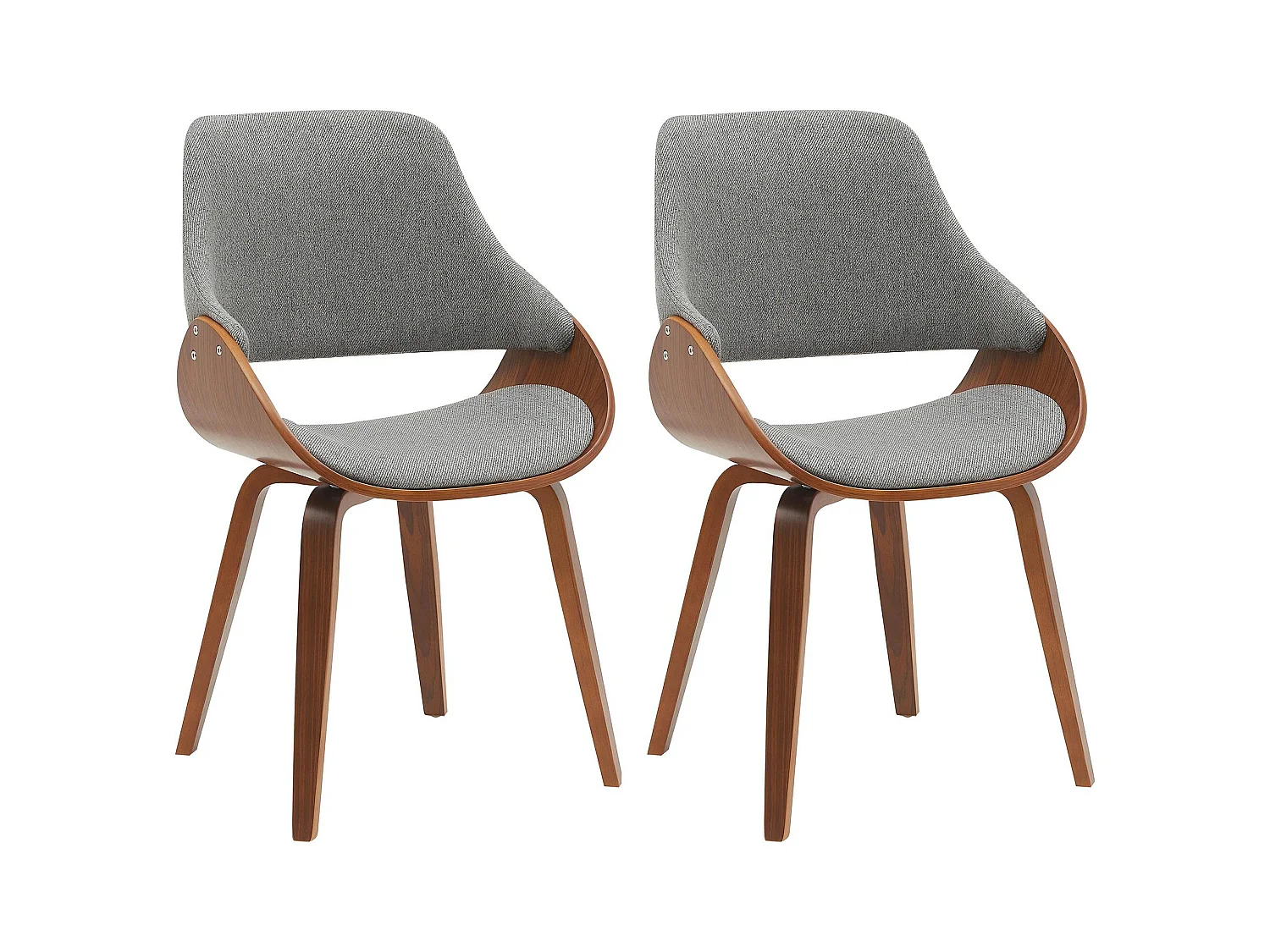 Lot de 2  chaise salle à manger - Tissu - Noyer / Gris foncé - Vangale