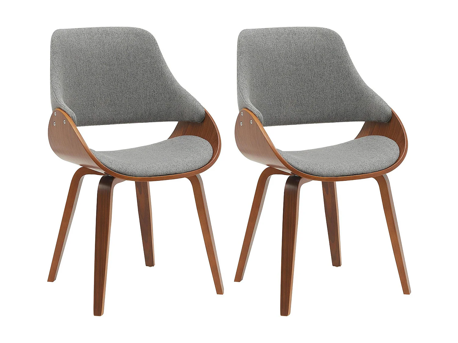 Lot de 2  chaise salle à manger - Tissu - Noyer / Gris foncé - Vangale