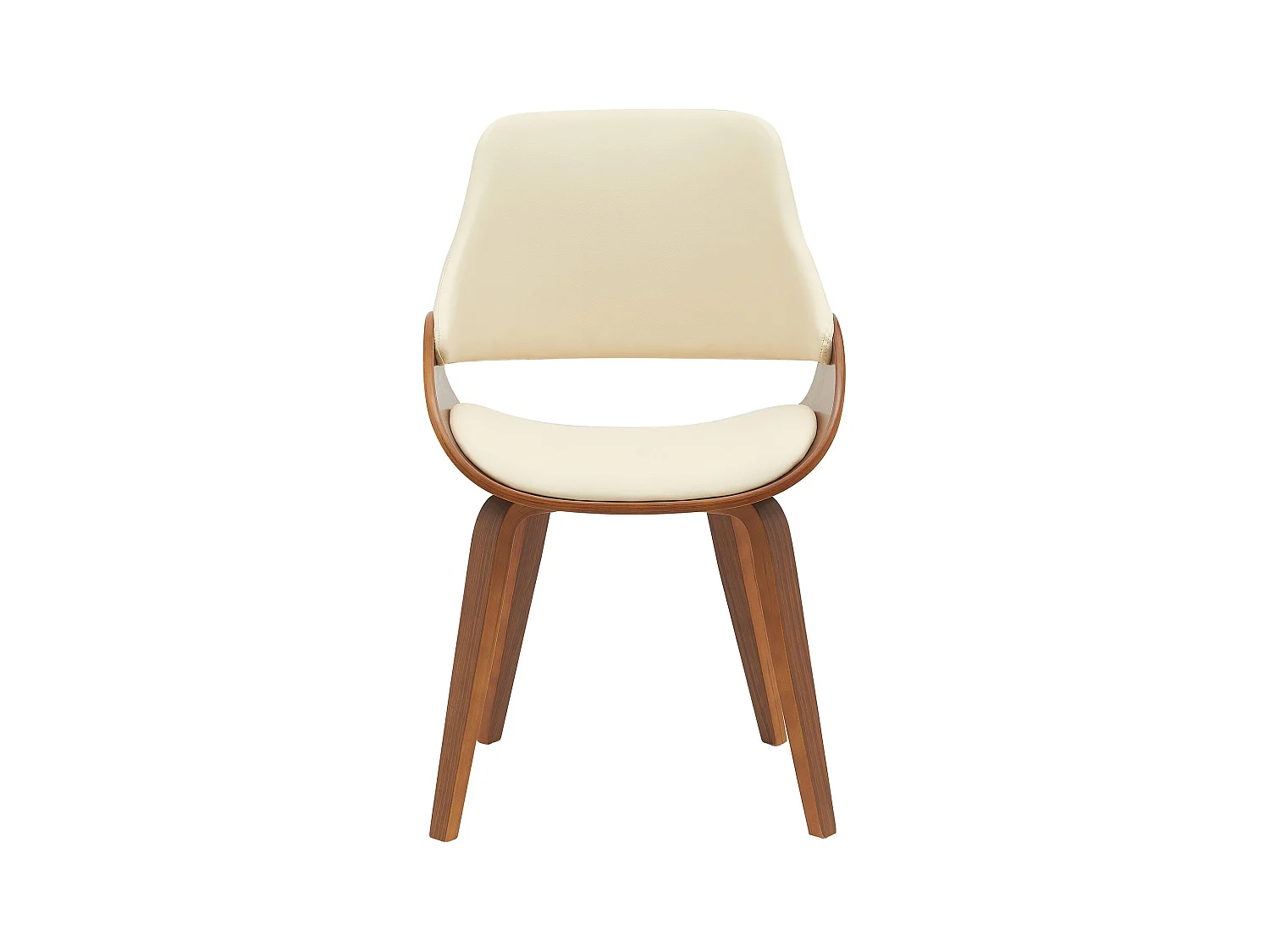 Lot de 2  chaise salle à manger - Similicuir - Noyer / Crème - Vangale