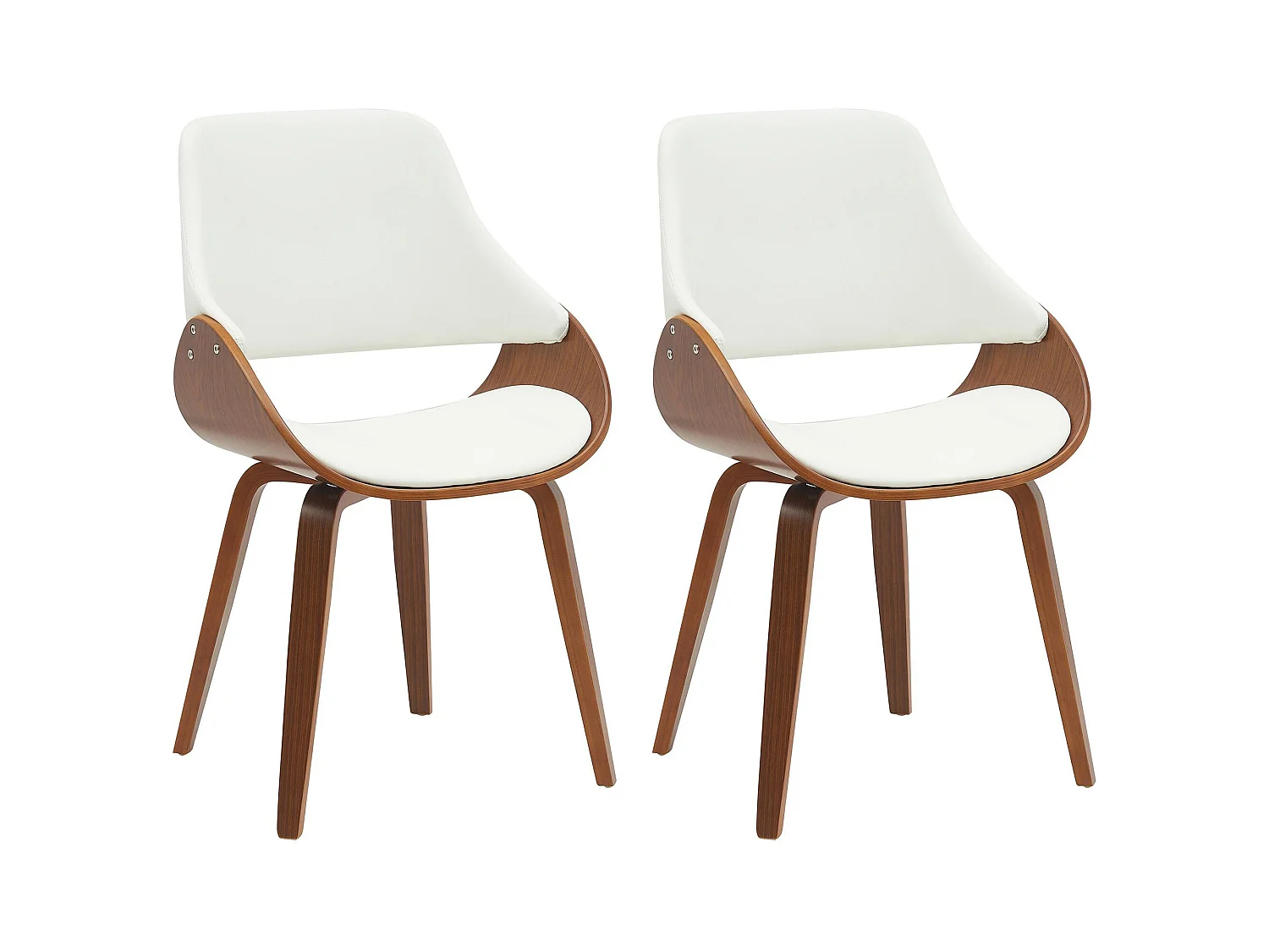 Lot de 2  chaise salle à manger - Similicuir - Noyer / Blanc - Vangale