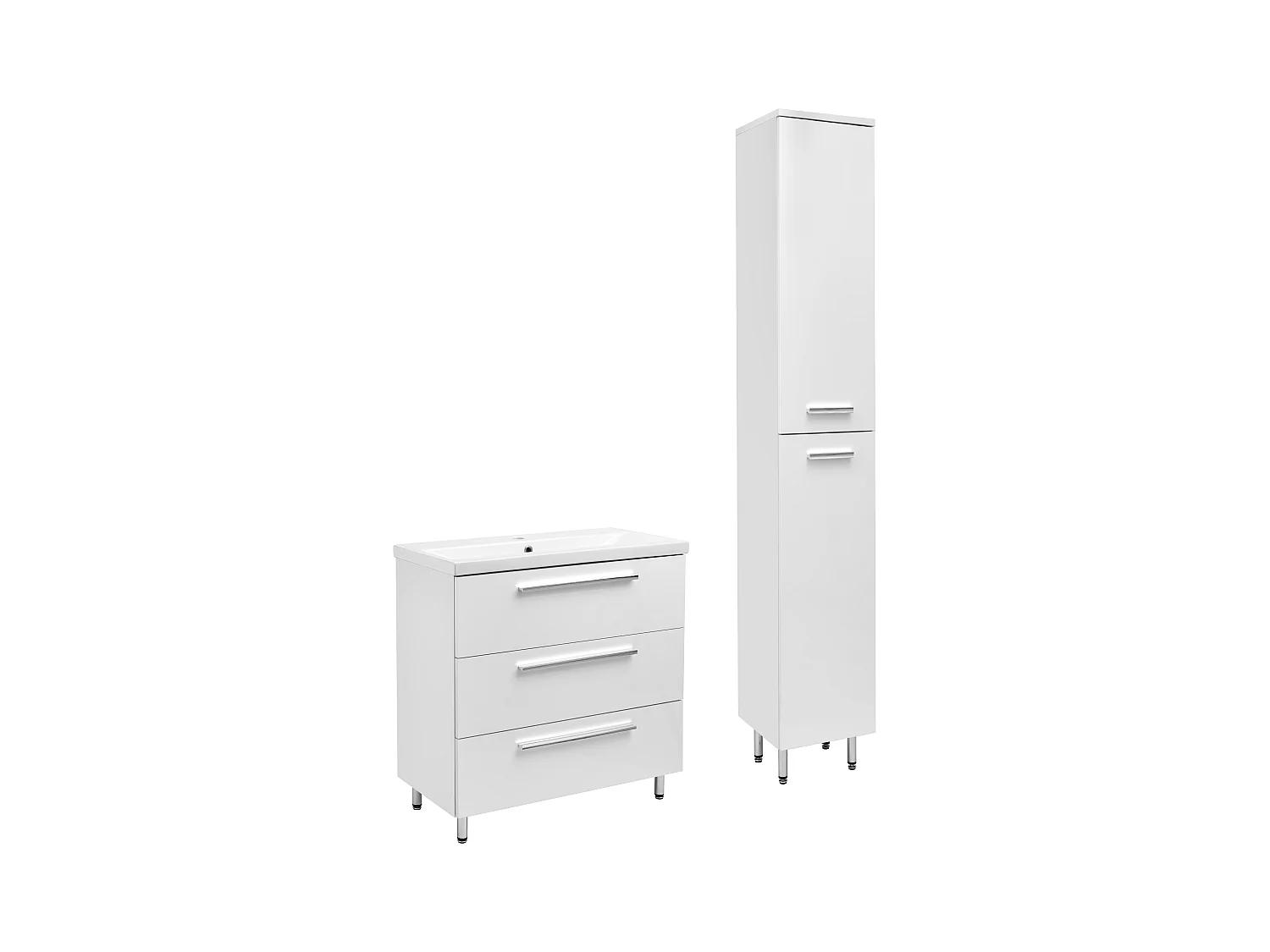 Biały Zestaw do Łazienki Stojący 80cm Szafka z Umywalką Słupek Bryza