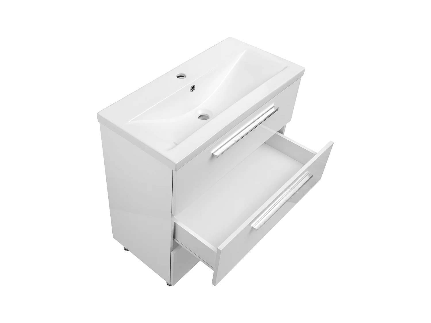 Biały Zestaw do Łazienki Stojący 80cm Szafka z Umywalką Słupek Bryza