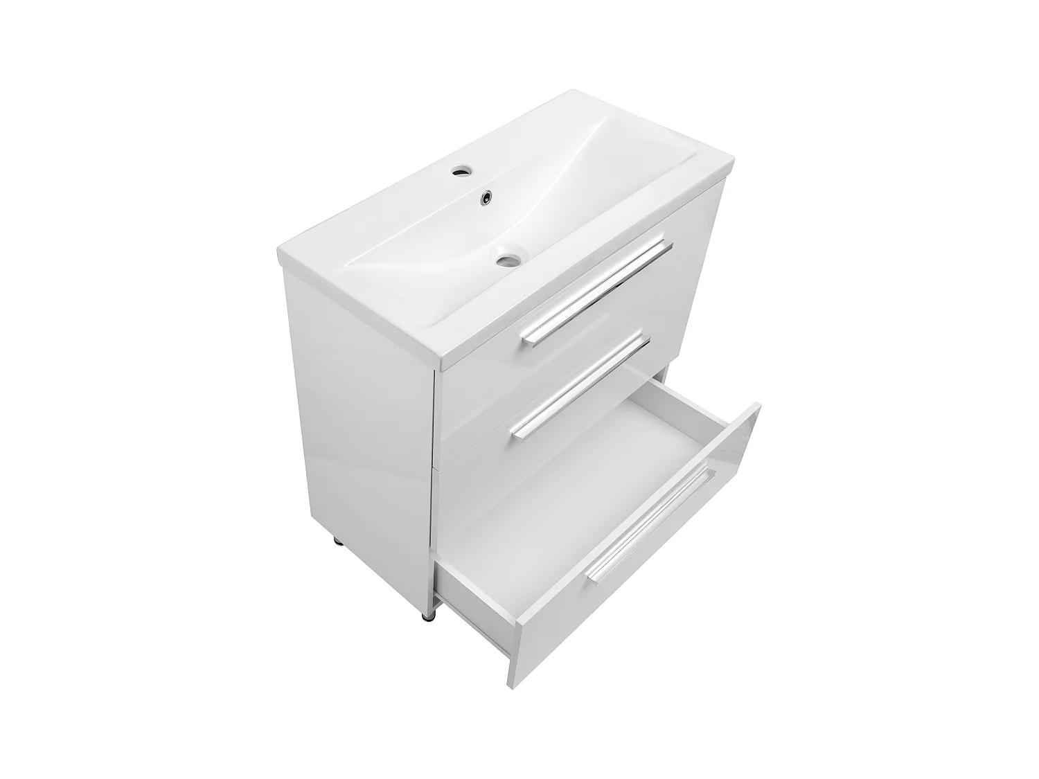 Biały Zestaw do Łazienki Stojący 80cm Szafka z Umywalką Słupek Bryza