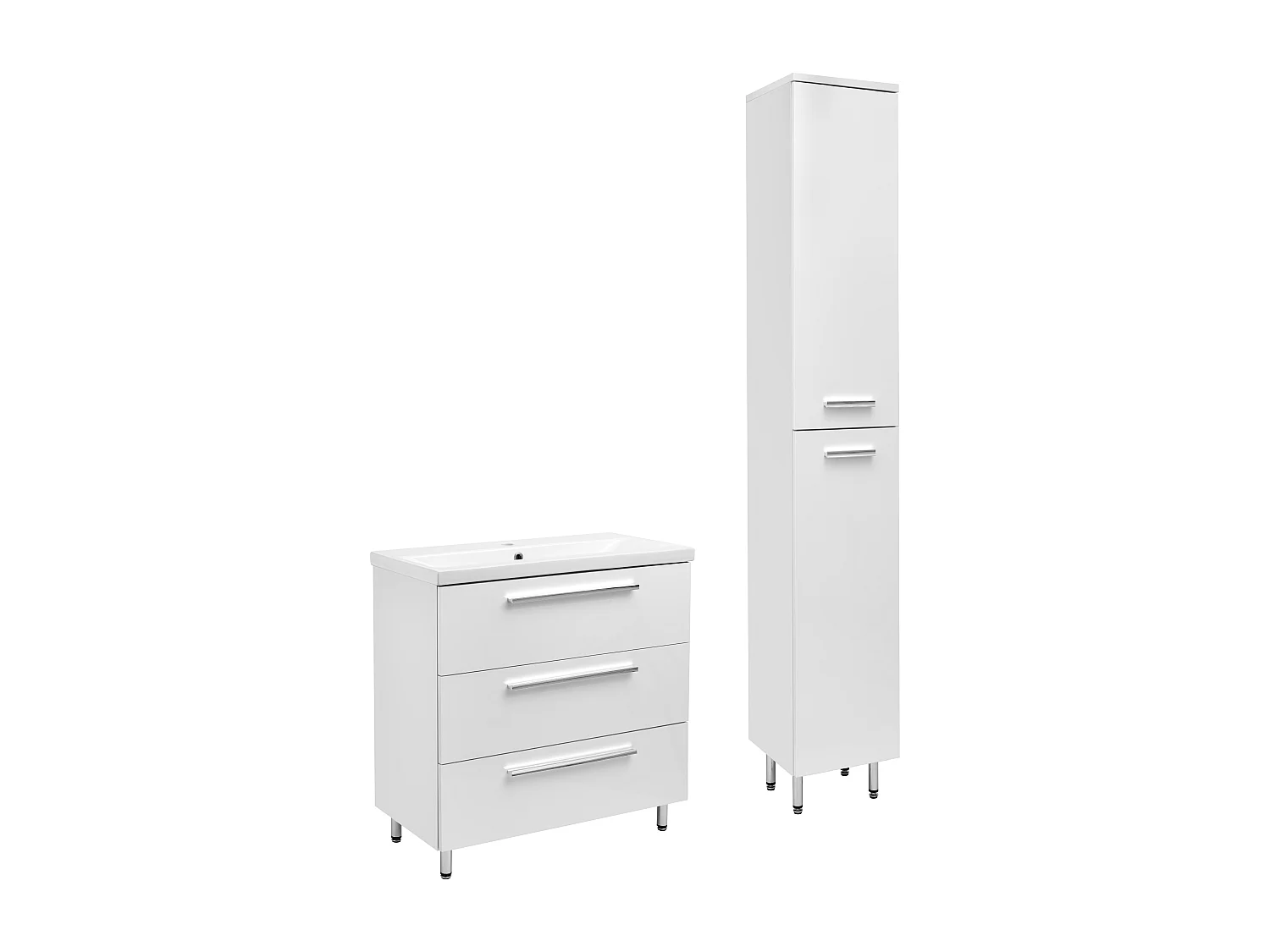 Wit badkamerset staand 80 cm kast met wastafel Bryza-kolom