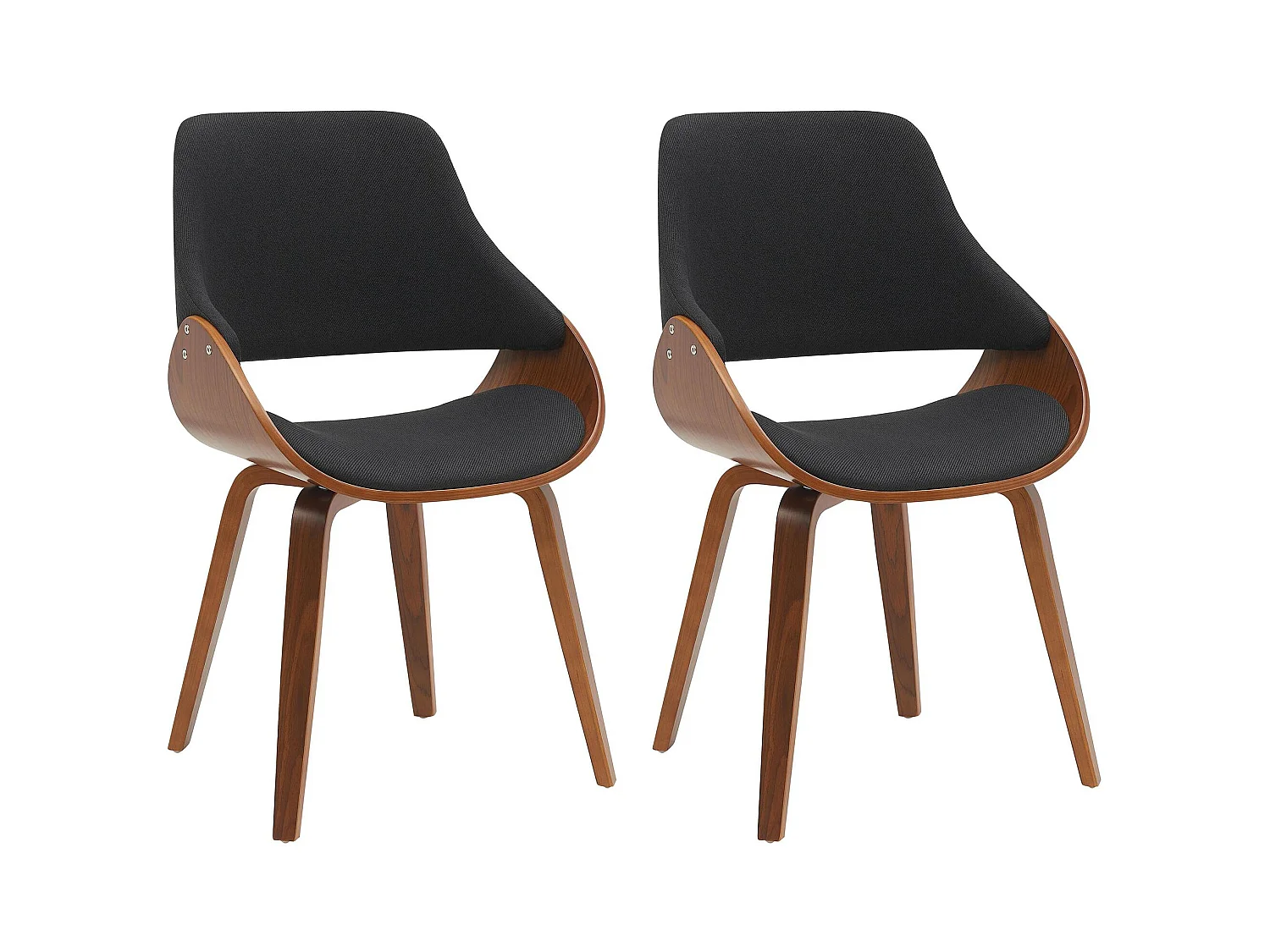 Lot de 2  chaise salle à manger - Tissu - Noyer / Noir - Vangale