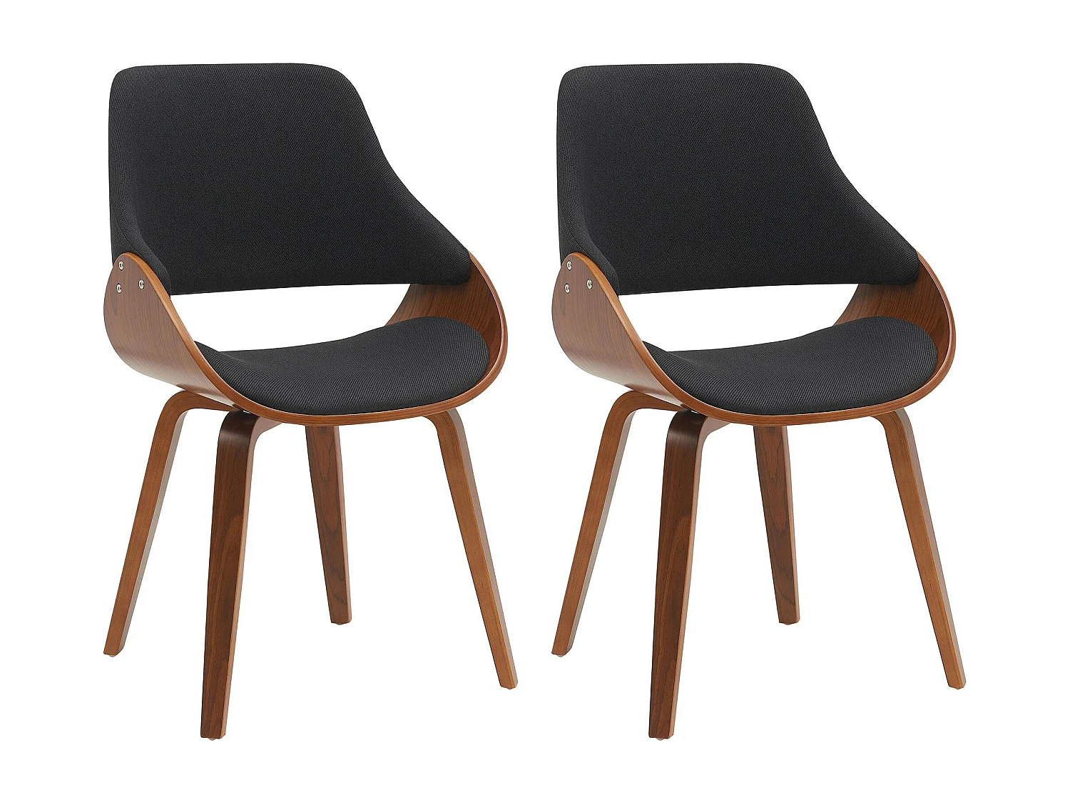 Lot de 2  chaise salle à manger - Tissu - Noyer / Noir - Vangale