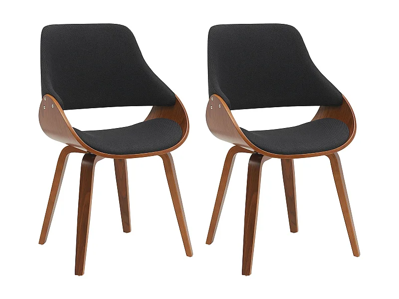 Lot de 2  chaise salle à manger - Tissu - Noyer / Noir - Vangale