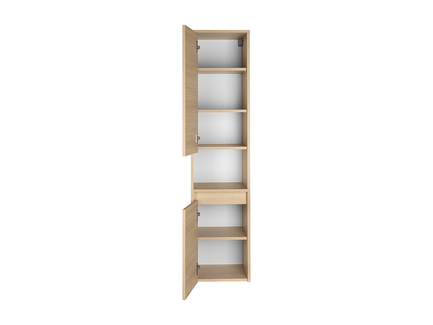 Badezimmer-Set 80 cm Schrank mit Waschbecken Hochschrank Spiegelschrank Geriffelte Fronten Aria