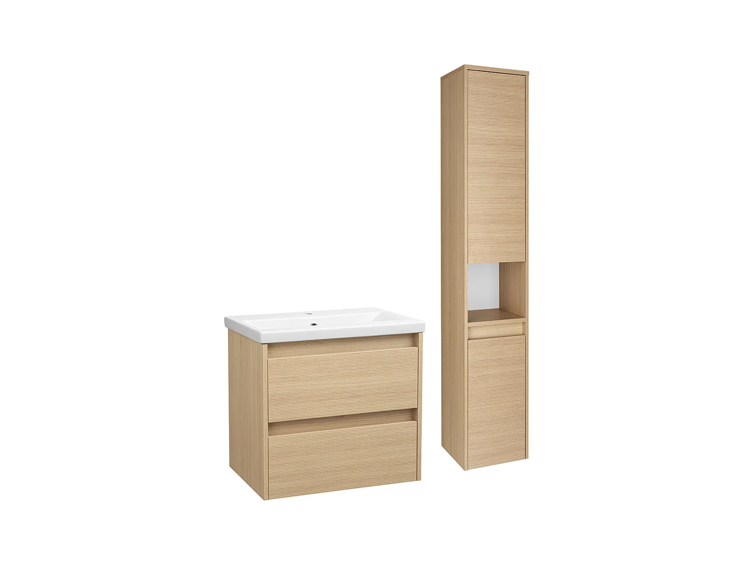 Badkamerset 60 cm Kast met wastafel Kolom Geribbelde fronten Aria