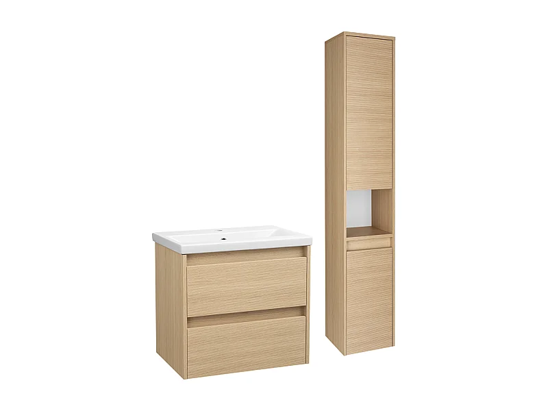 Set per bagno 60 cm Mobile con lavabo Colonna Frontali scanalati Aria