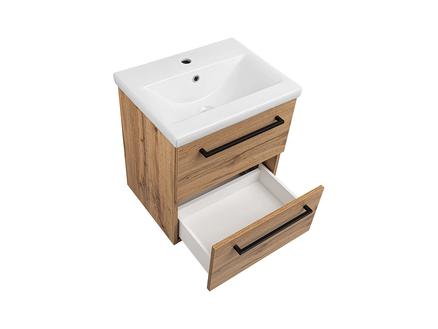 Ensemble pour salle de bain 50 cm Meuble avec lavabo Colonne haute Chêne Wotan Aster